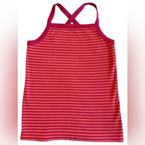 Old Navy Slim Fit Pink and Orange Striped Tank Top XL
